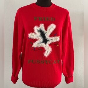 Oriental Cherry Edgy Novelty Christmas Sweater Size S